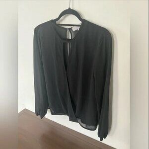 Wayf (Nordstrom Brand) Sheer Chiffon Wrap Top - M, Black